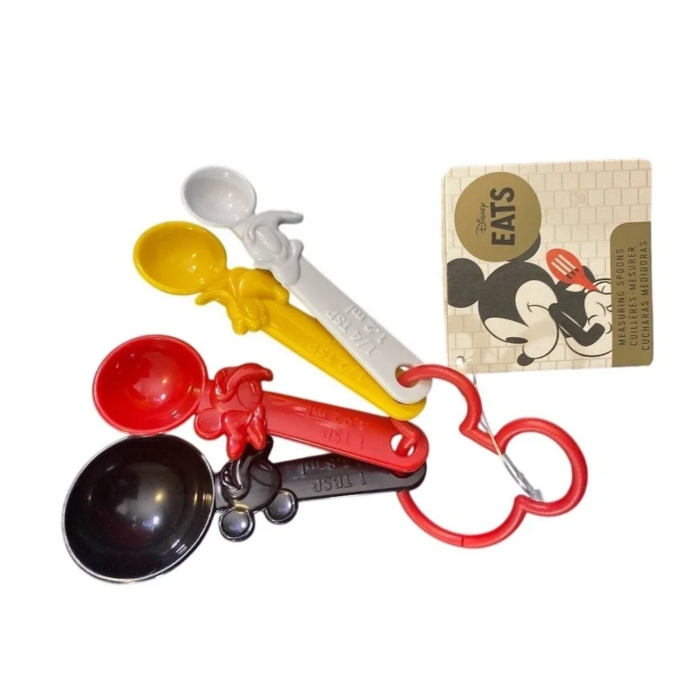 Disney Eats Mickey Mouse Measuring Spoons Set 4 Pc Multicolor w/ Ring‎